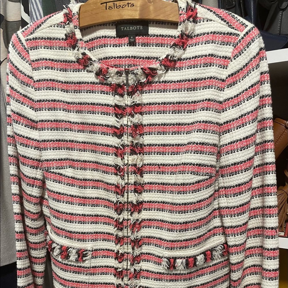 Talbots fringed suit jacket